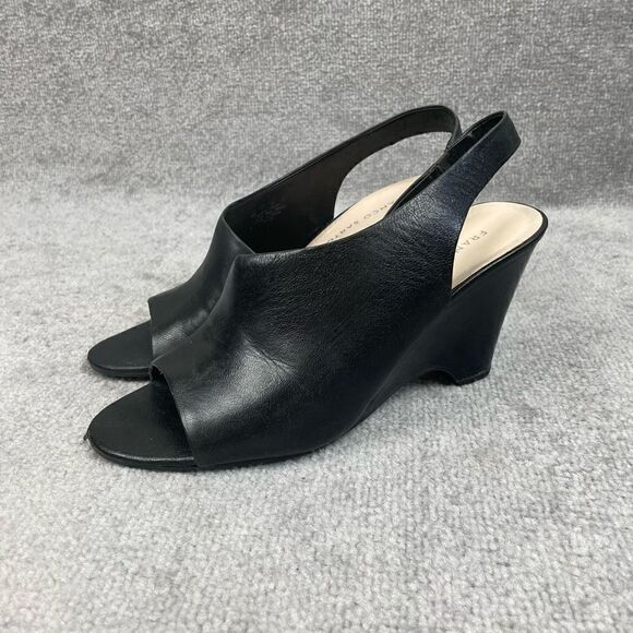 Franco Sarto Women's Shoes Size 9M Black Wedge Tahoe Sling Back Open Toe - Picture 1 of 7